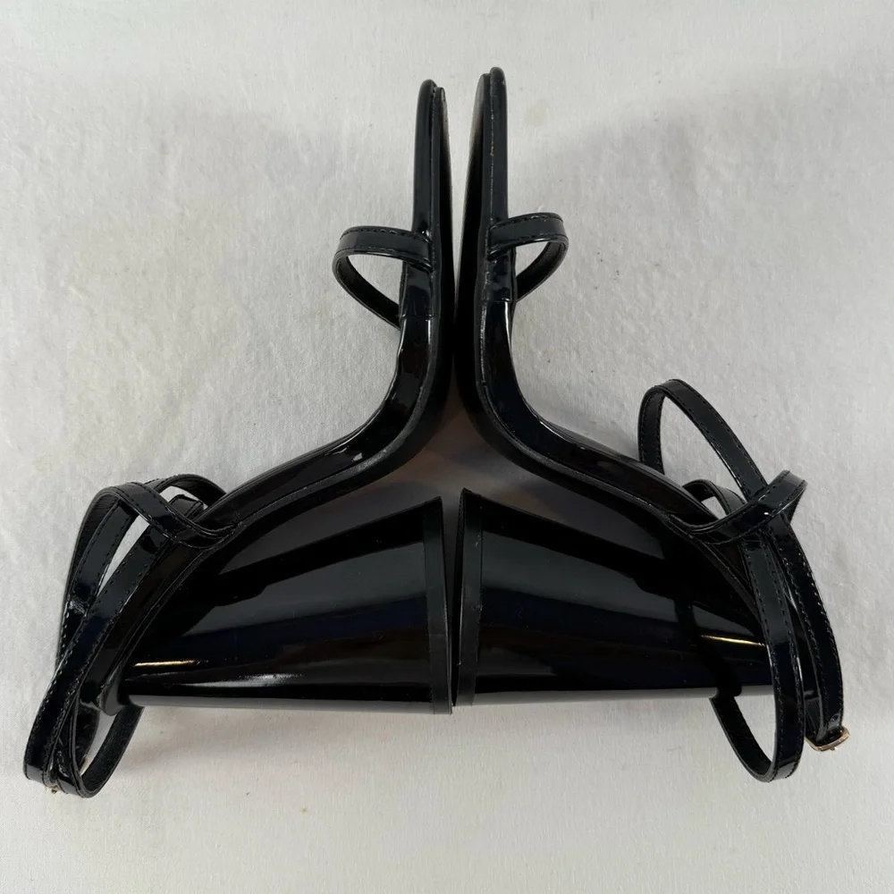 Simmi London Square Toe‎ Strappy Chunky Round Heels in Black Size 5
